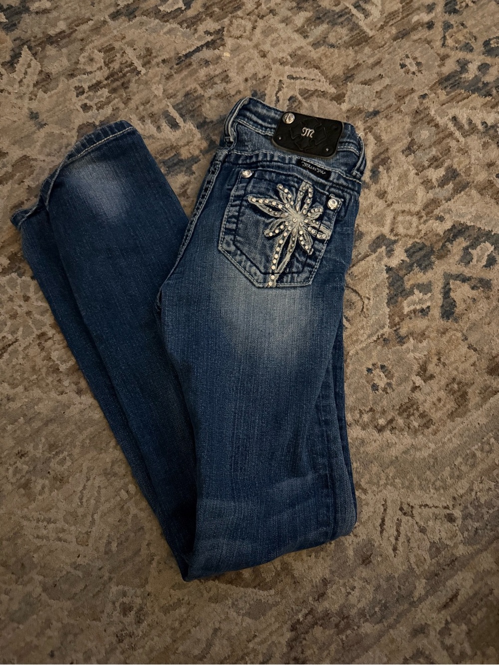 Miss Me Blue Embellished Pocket Kids Jeans